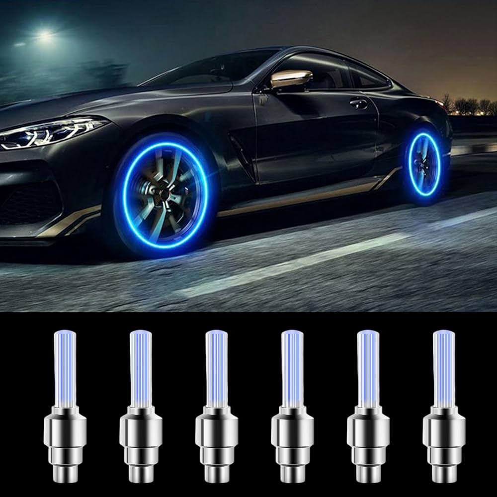 Couvercle valve pneu LED lumineux set 4 pièces