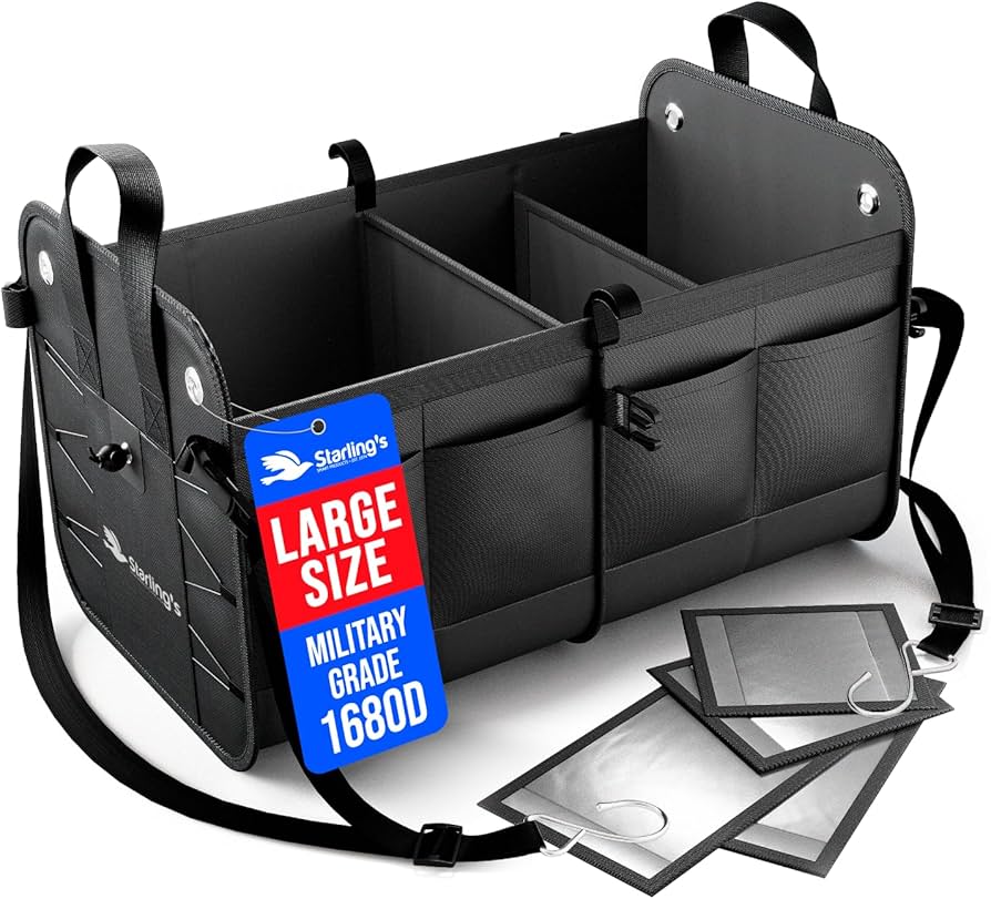 Organiseur de coffre pliable 3 compartiments antidérapant