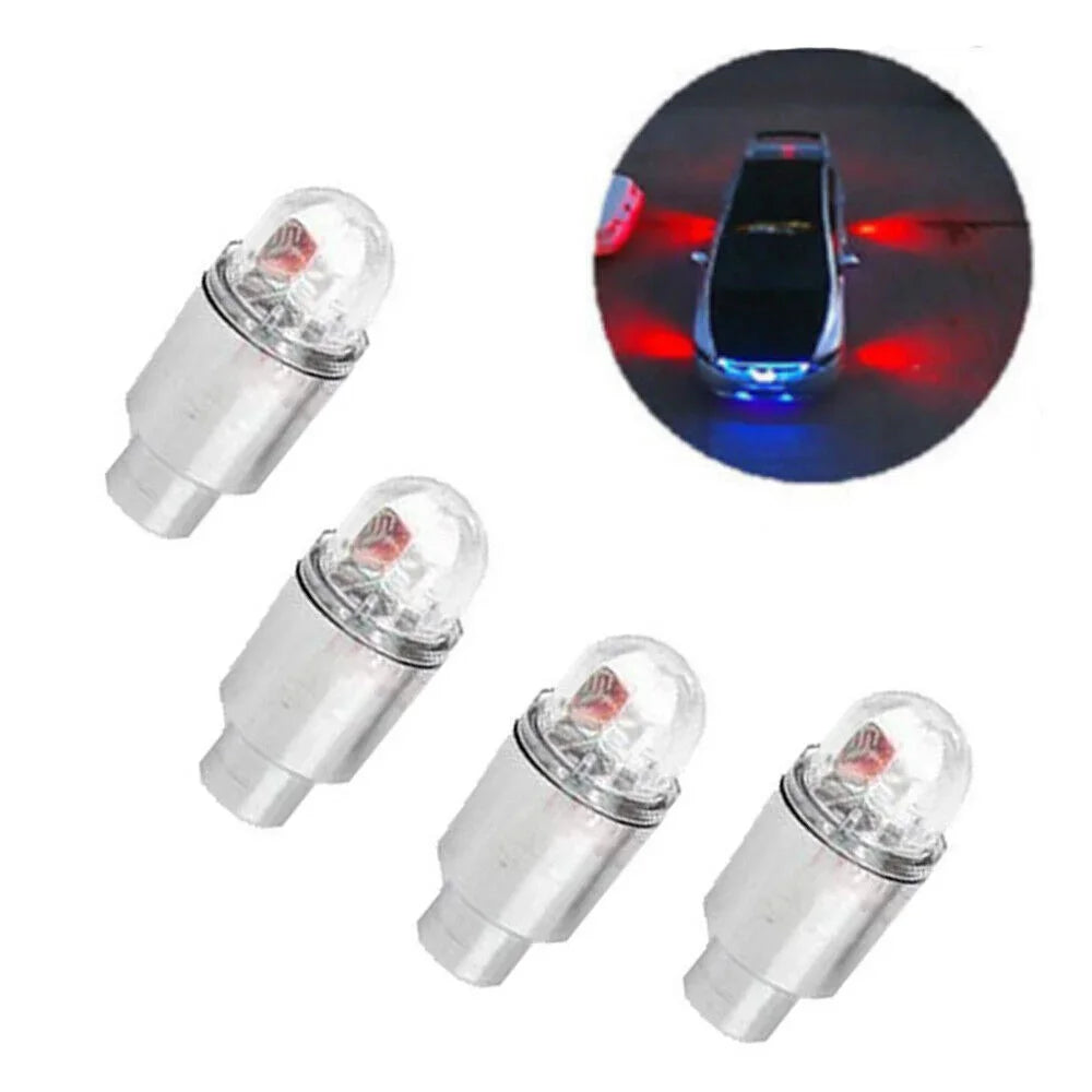 Bouchons de Valve LED Voiture — Lot de 4, Éclairage Roue Automatique