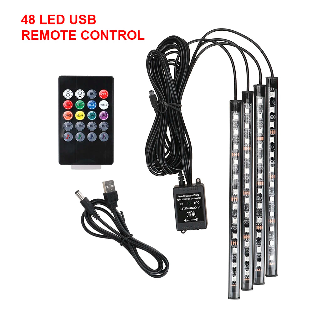 Éclairage LED Intérieur Voiture — Télécommande & Commande Vocale