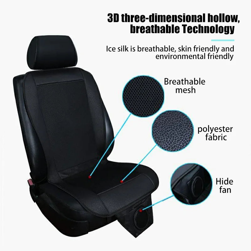 Coussin de Siège Ventilé Voiture 12V — 8 Ventilateurs, Air Frais Été
