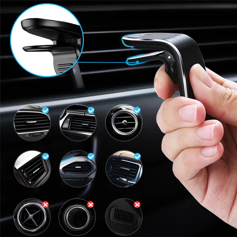 Support Téléphone Voiture Magnétique — Rotation 360° Grille d'Aération