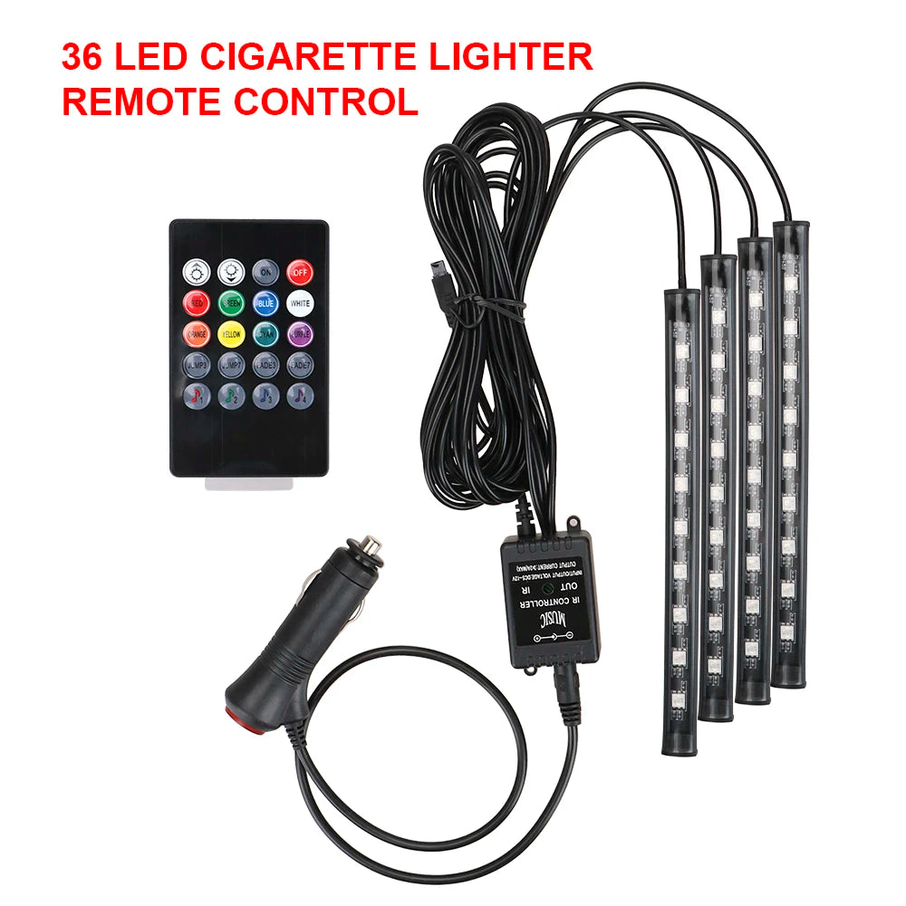 Éclairage LED Intérieur Voiture — Télécommande & Commande Vocale
