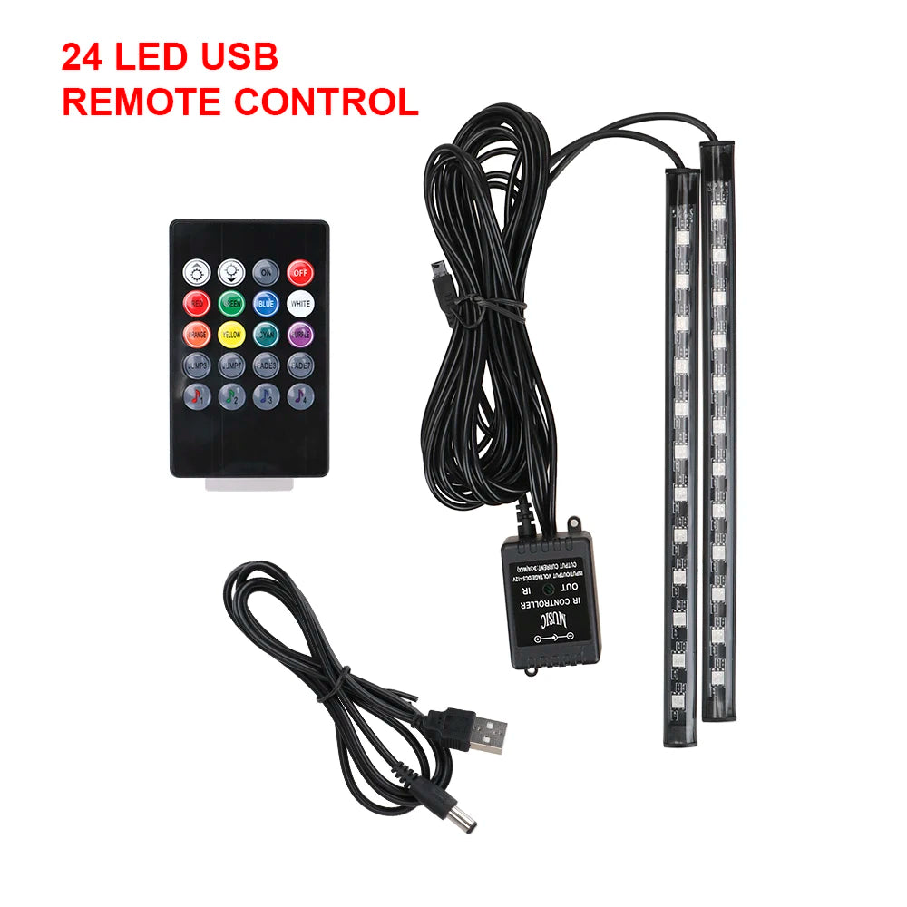 Éclairage LED Intérieur Voiture — Télécommande & Commande Vocale