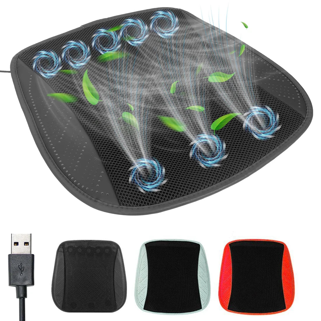 Coussin Refroidissement Siège Voiture USB — 5 ou 8 Ventilateurs Été