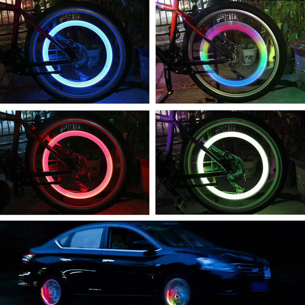 Bouchons de Valve LED Voiture — Lot de 4, Éclairage Roue Automatique