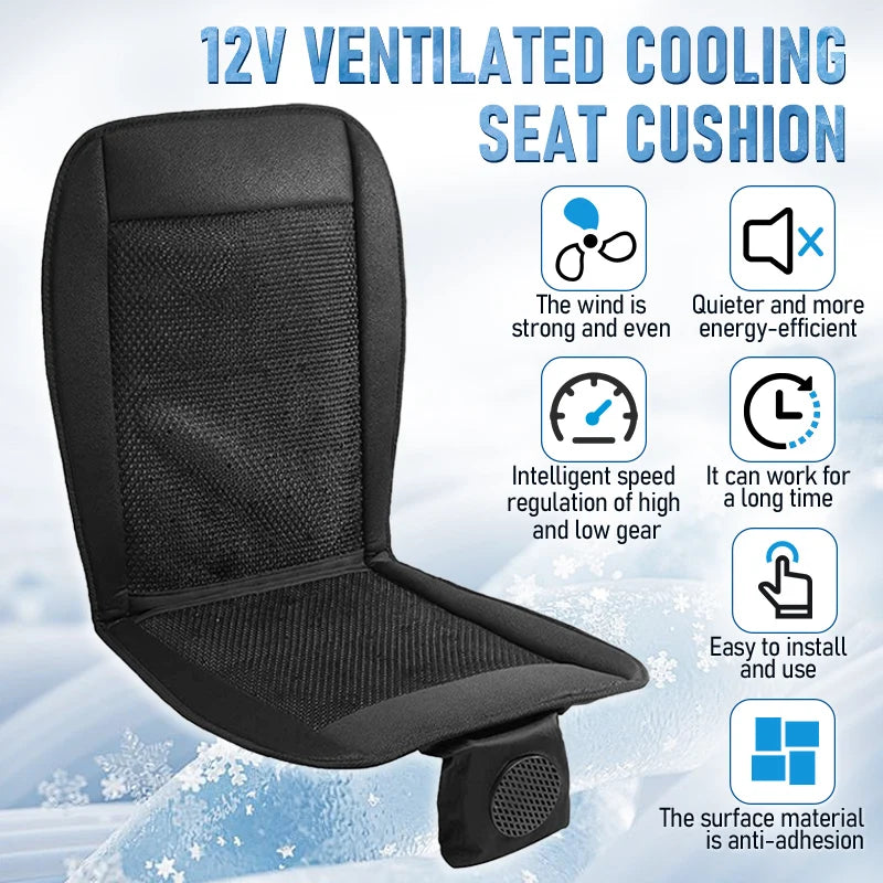 Coussin de Siège Ventilé Voiture 12V — 8 Ventilateurs, Air Frais Été