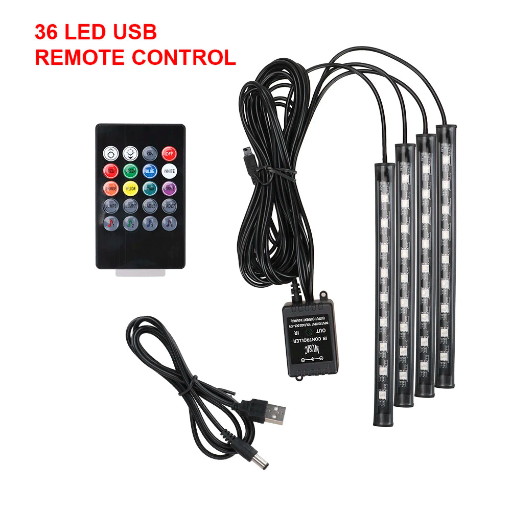 Éclairage LED Intérieur Voiture — Télécommande & Commande Vocale