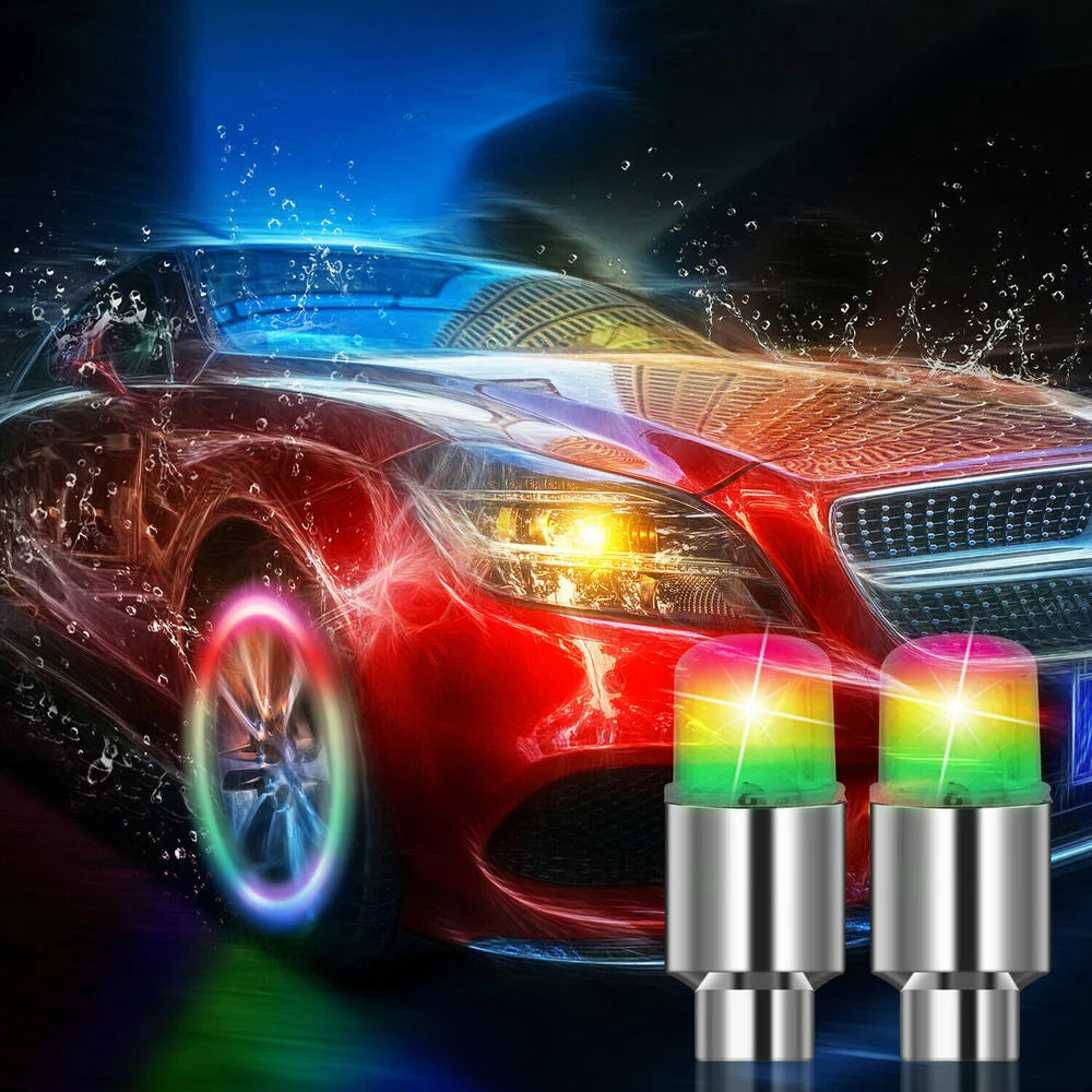 Bouchons de Valve LED Voiture — Lot de 4, Éclairage Roue Automatique