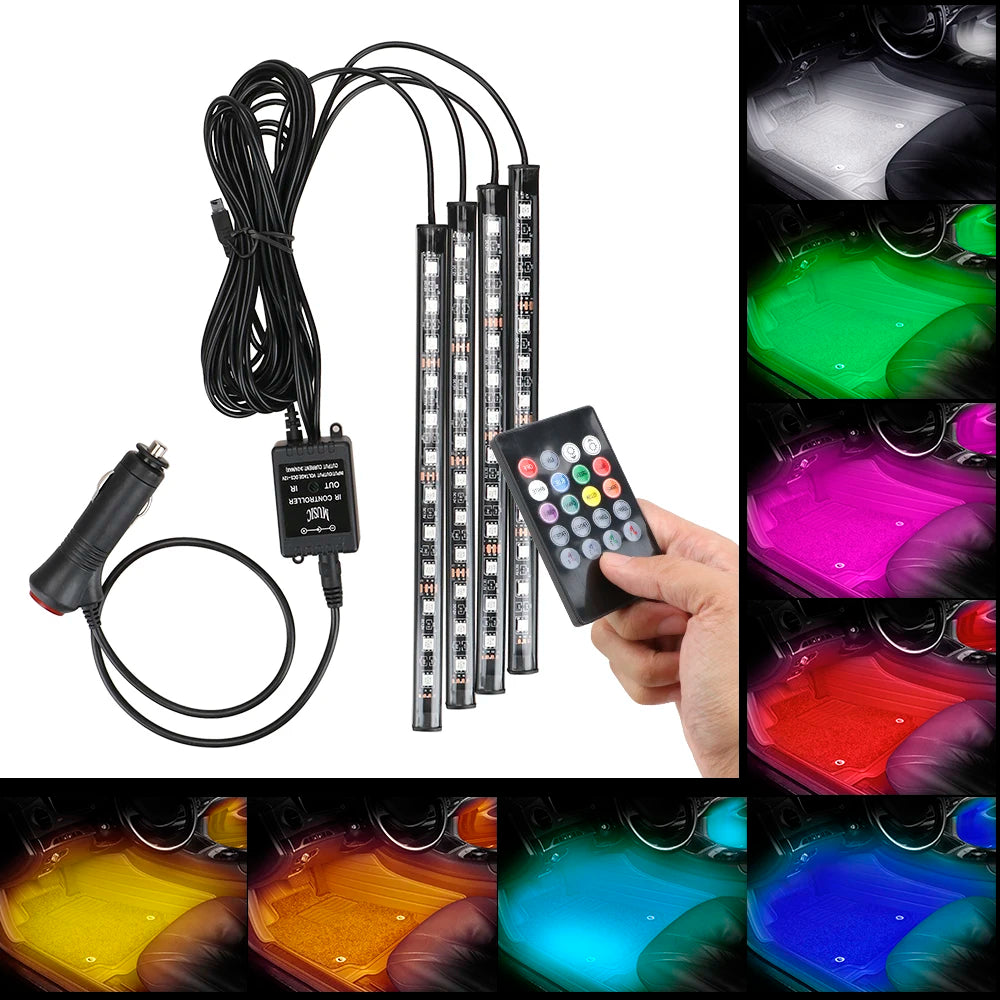 Éclairage LED Intérieur Voiture — Télécommande & Commande Vocale