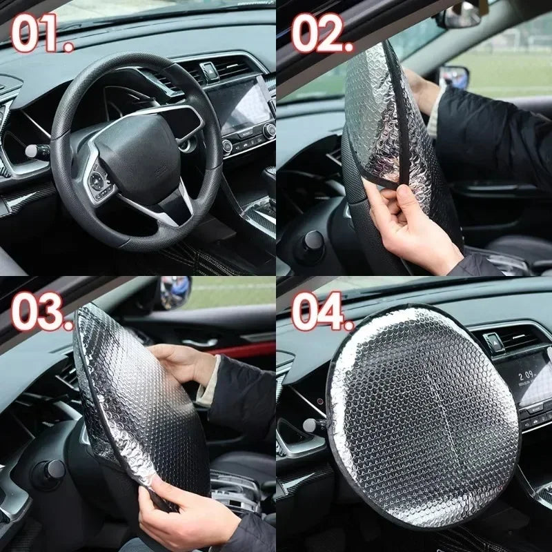 Cache-Volant Solaire Voiture — Aluminium Réfléchissant Anti-UV Pliable