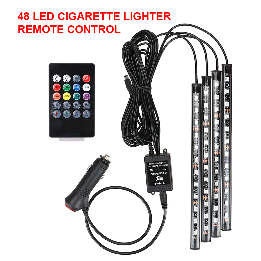 Éclairage LED Intérieur Voiture — Télécommande & Commande Vocale