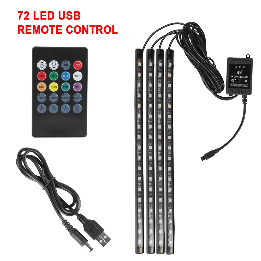 Éclairage LED Intérieur Voiture — Télécommande & Commande Vocale