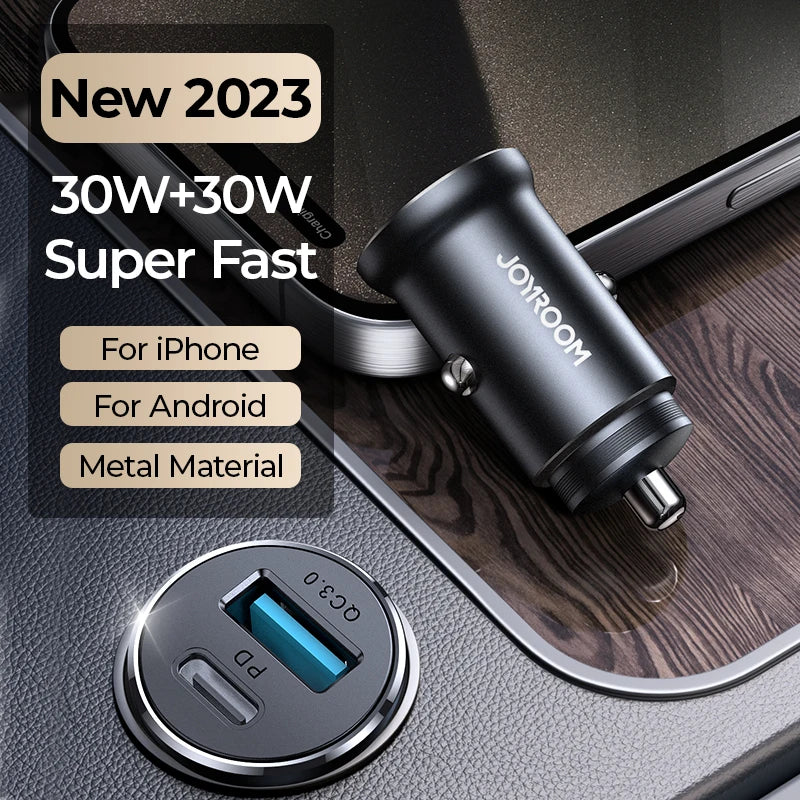 Chargeur Voiture Joyroom 30W — Charge Rapide USB-C & QC 3.0