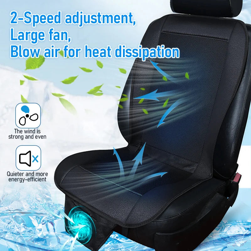 Coussin de Siège Ventilé Voiture 12V — 8 Ventilateurs, Air Frais Été